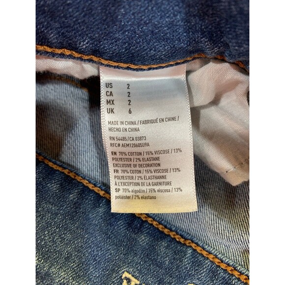 American Eagle Super Stretch Denim Miniskirt Distressed Medium Wash Size 2 - EUC - Picture 7 of 9